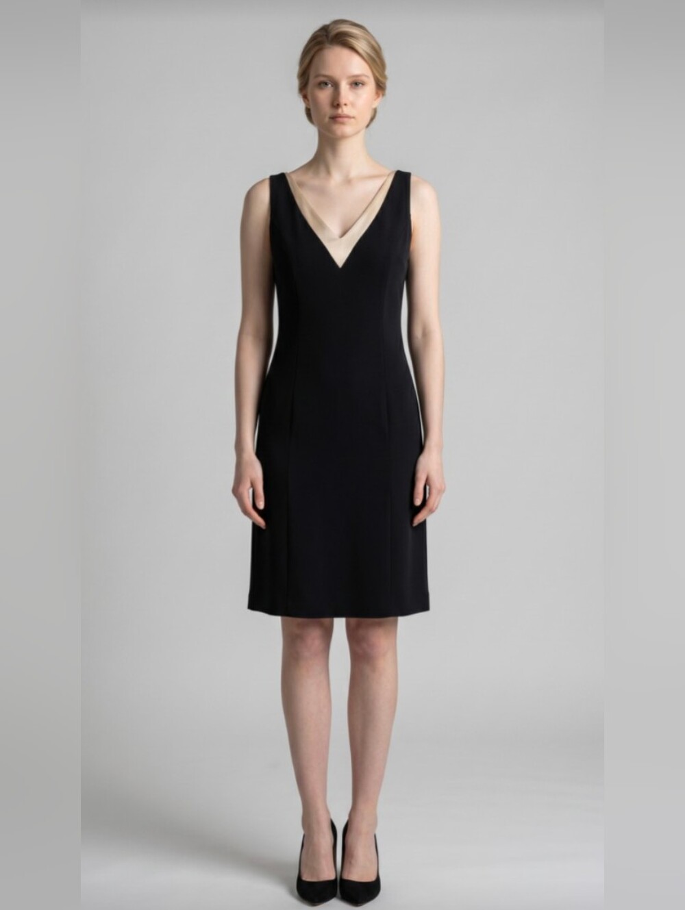 ANN TAYLOR PETITES! SO ELEGANT BLACK WITH WHITE SATIN TRIM COCKTAIL DRESS! SZ 2P
